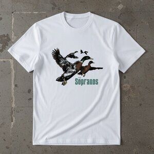 Vintage Duck Hunting Graphic T-Shirt – Flying Ducks Wildlife Tee – White Unisex